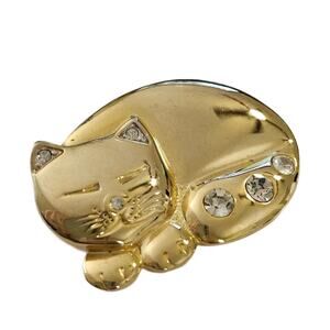 Cat Brooch with Crystal Accents